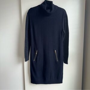 Ann Taylor Colorblock Turtleneck Sweater Dress with Zippers